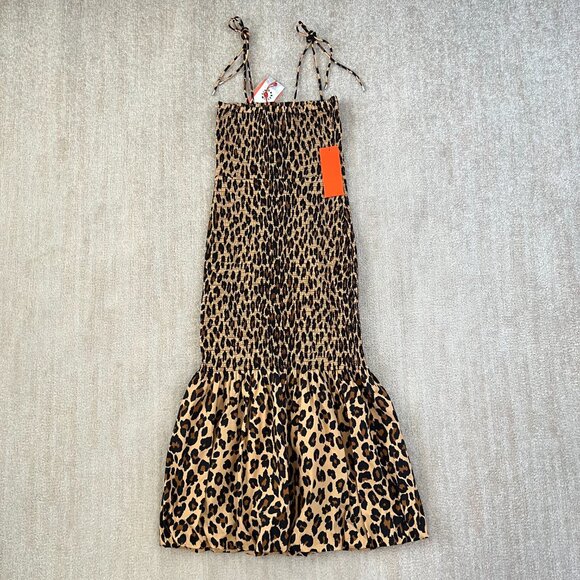 NWT Simon Miller Canto Smocked Poplin Bubble Hem Midi Dress in Cheetah XS - Picture 4 of 9